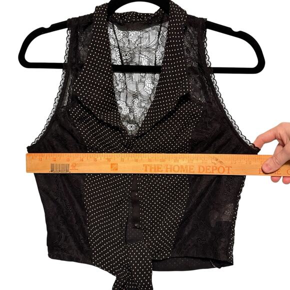 VTG Bebe Y2K Black 100% SILK Sheer Polka Dot Women Top SIZE SMALL Lacie Whimsy - Picture 11 of 16